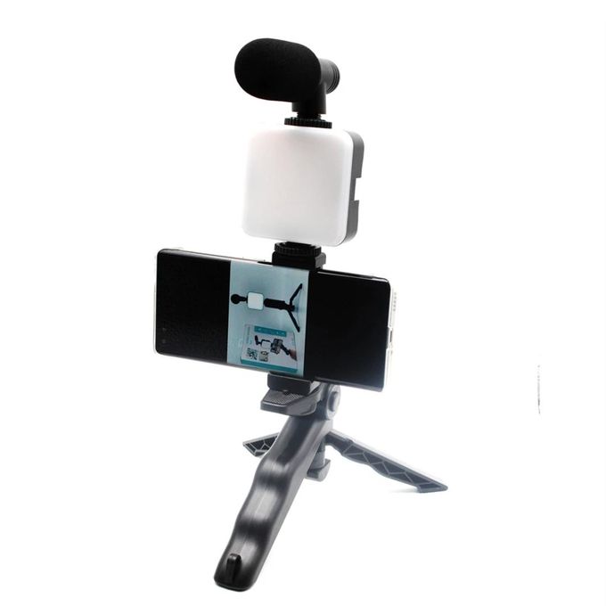 Kit Vlog Smartphone Stabilisateur Cardan + Lumière LED + Micro + Trépied - Complet Pour Live, Vidéo Et Streaming