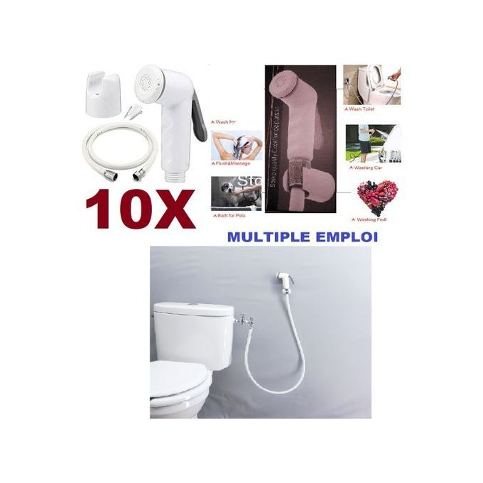 Pulvérisateur De Toilette à Main (Shattaf) + Tuyau 2m - Kit Bidet - Neuf