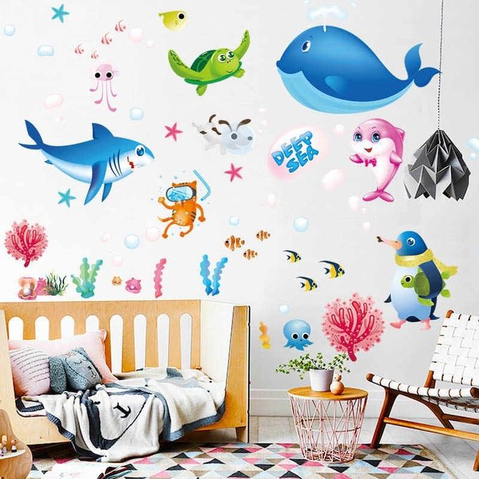 Generic Sticker Autocollant Mural Poisson Chambre Enfant - Bleu