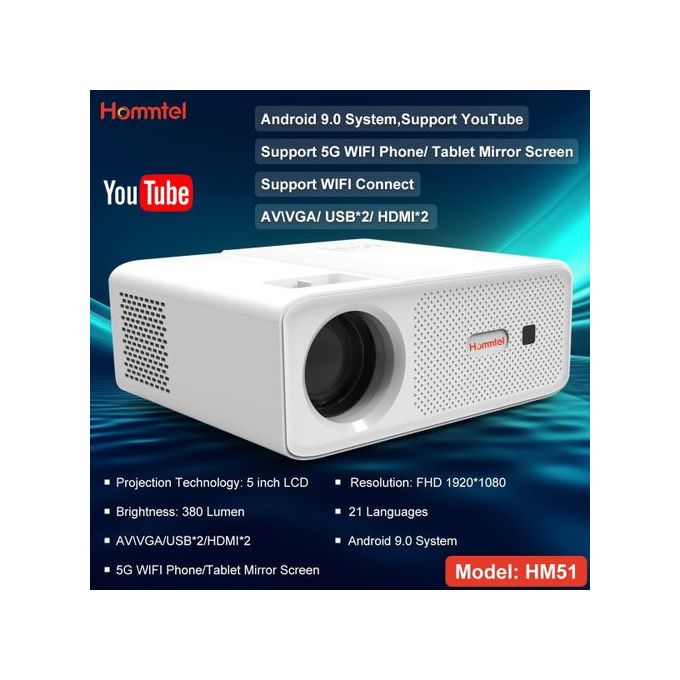 Generic Mini Projecteur Multimédia YT300, Téléphone Portable Wifi Même  écran, Projecteur LED Full HD 1080P - Prix pas cher