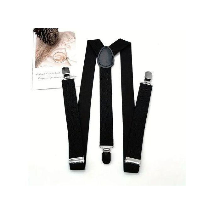 Ensemble Bretelles + Nœud Papillon Noir Réglable – En Soie élastique, Style Bureau Et Occasions Formelles