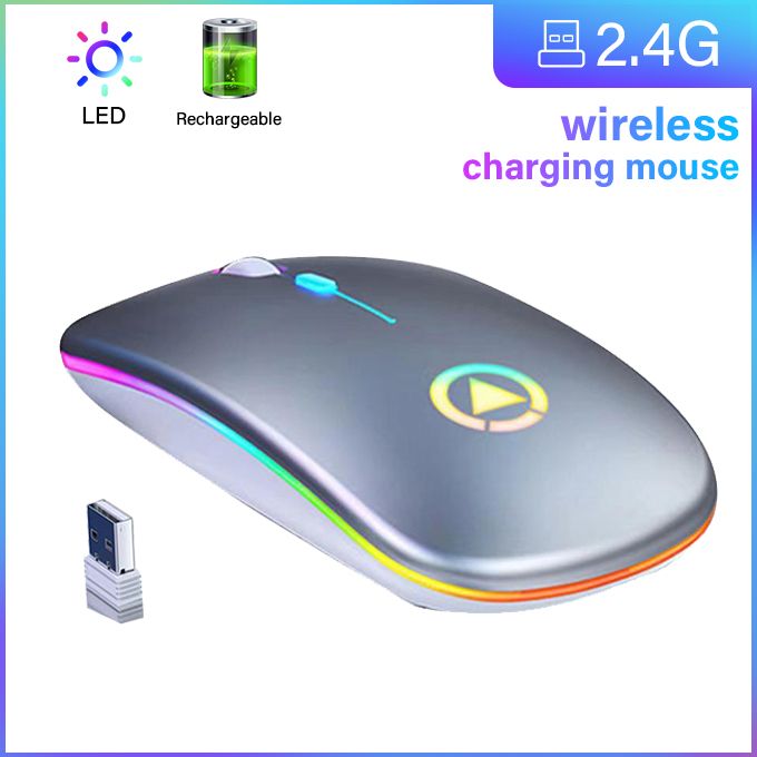 Souris sans fil ATTOE, souris lumineuse LED ultra silencieuse avec