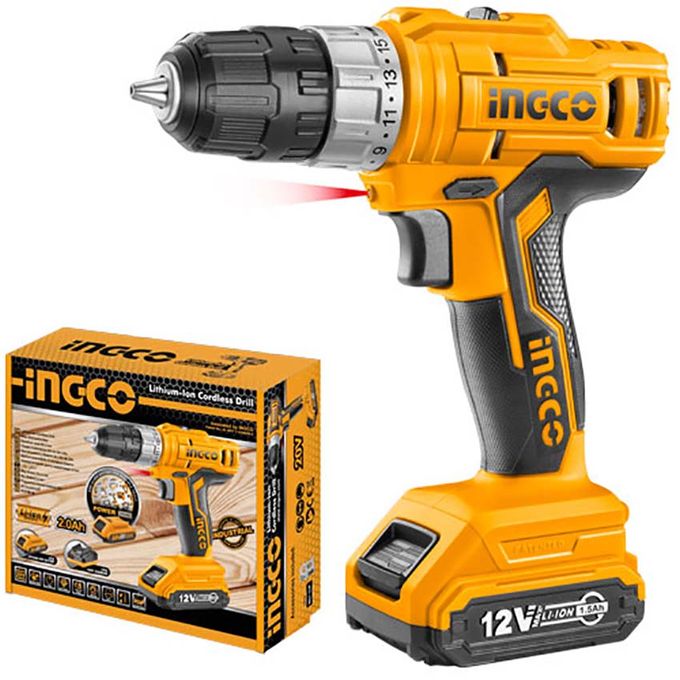 Ingco PERCEUSE VISSEUSE SANS FIL 12V +1 BATTERIE+1 CHARGEUR -25NM - 10MM -  Prix pas cher