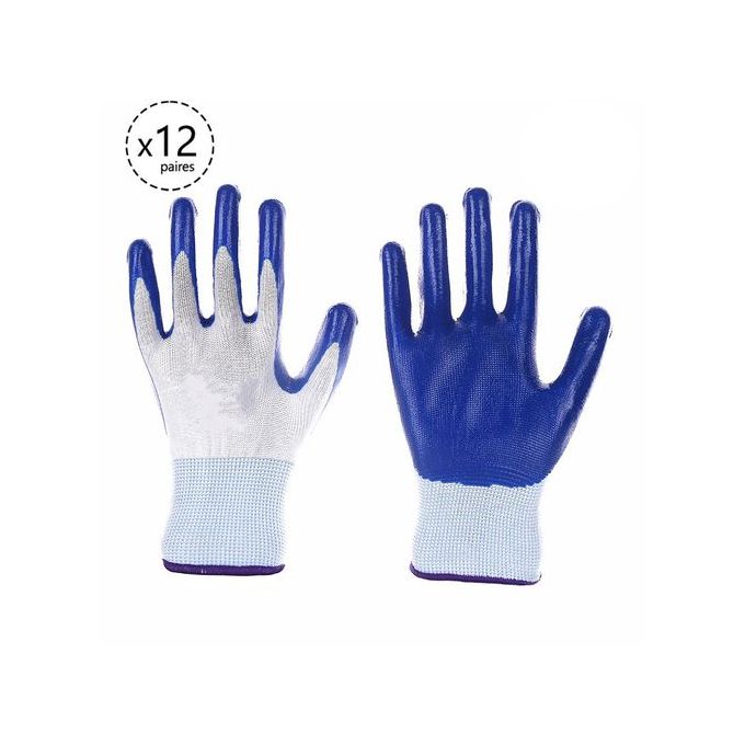 Generic Gants Multi usage De Manutention Nylon Bleu blanc X 12