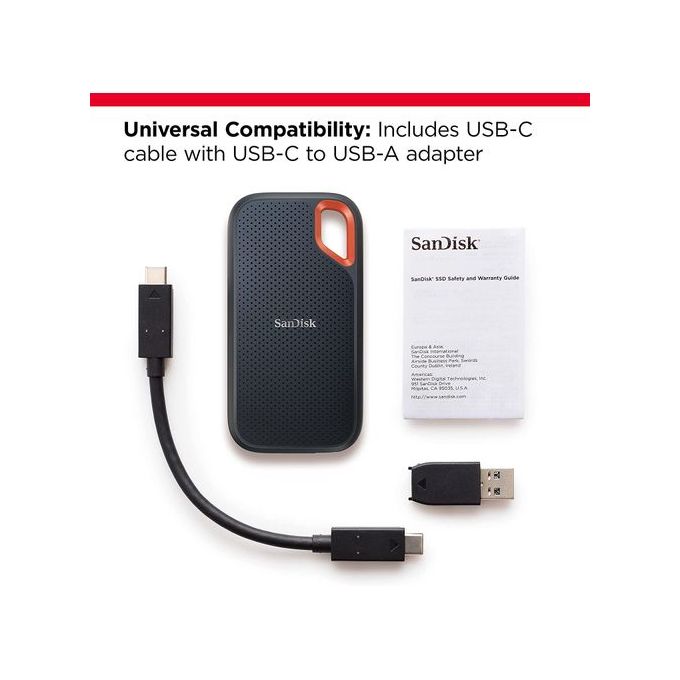 SanDisk Disque SSD Externe Portable 1 To Jusqu'à 1050 Mo/S - USB-C, USB 3.2  Gen 2 - Prix pas cher