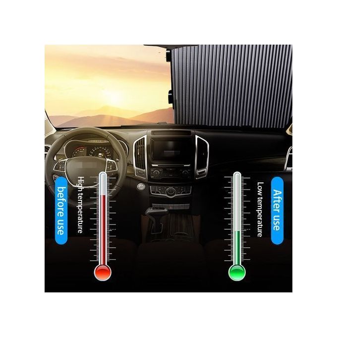 product_image_name-Generic-Pare-soleil Rétractable Automobile écran Solaire Isolation Thermique Pliage Automatique Pare-brise Avant Pare-soleil Rideau De Voiture Blackout Barrière Lumineuse - 70cm-4