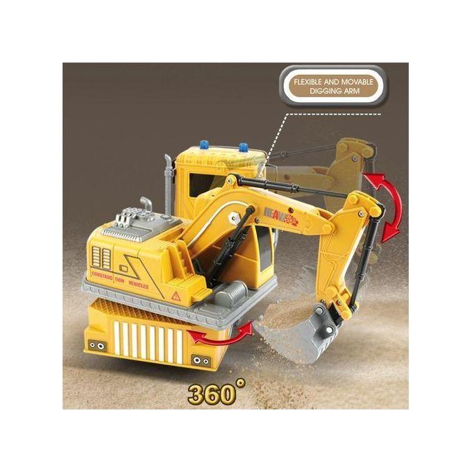 CUPCHID Pelle RC Excavateur Jouet 3 En 1 - Télécommandée 1/14 22 Canaux Avec LED, Son Et Alliage