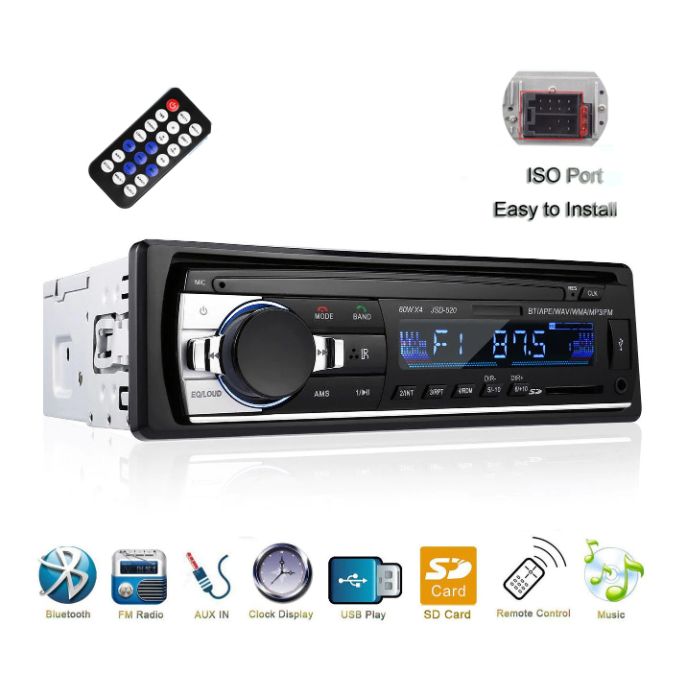 Poste Auto Radio Universel JSD-520, 12V, FM, Bluetooth, MP3, Récepteur AUX,  USB/SD