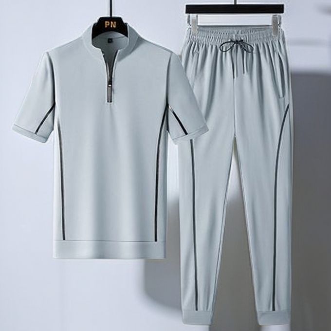 Fashion Ensemble 2 Pieces Manches Courtes Pour Homme Jogging T Shirt Pantalon Complet Sportswear Gris Prix pas cher Jumia CI
