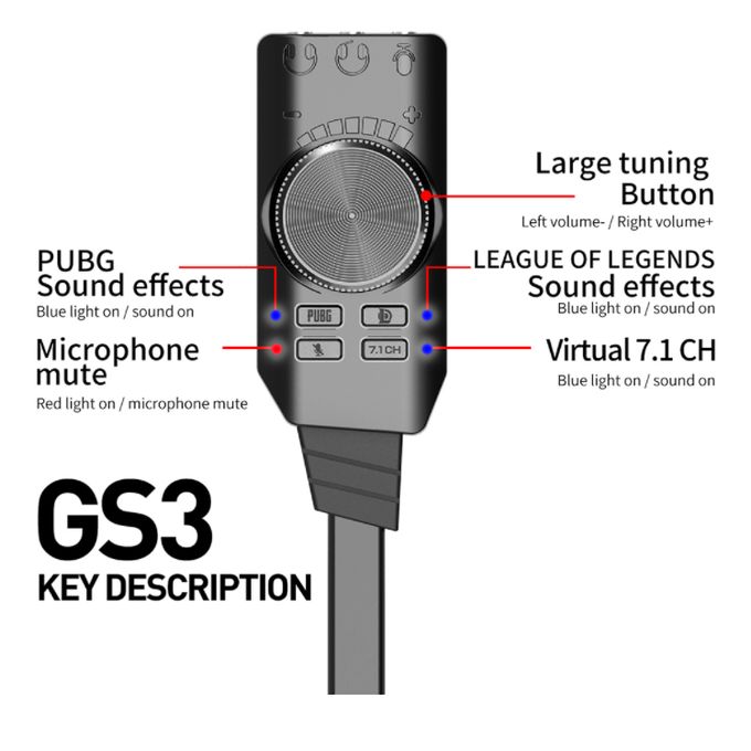 Generic Adaptateur De Carte Son Externe GS3 7.1 Canaux Audio USB