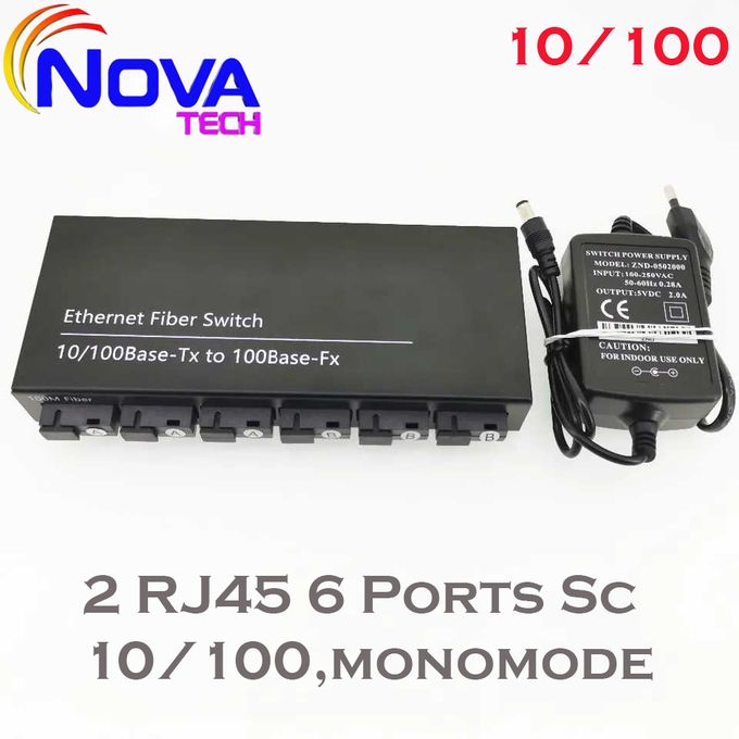 Generic Transceiver Convertisseur De Media Switch Optique 2 RJ45 6 Ports  Monomode,10/100 Port Sc ,monomode - Prix pas cher