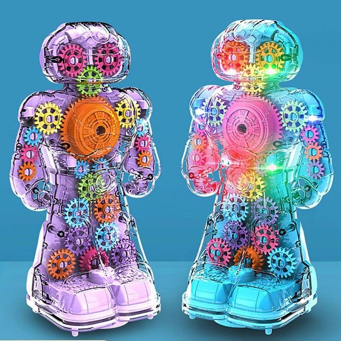 Generic Robot à Engrenages Electrique Transparent - Jouet Pour Enfants -  Jouet Musical Universel Avec Effets De Lumière - 3 Ans + - Prix pas cher