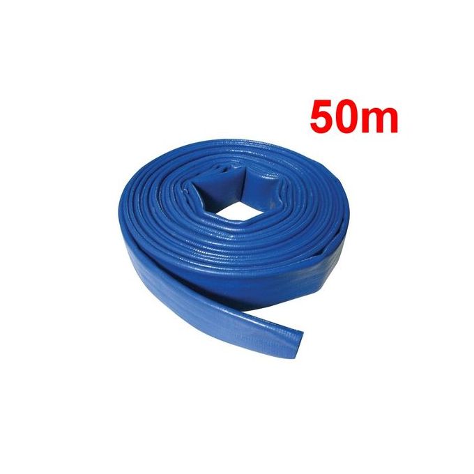 DCRAFT - Tuyau plat refoulement 100 M Diamètre 2 - Tuyau enroulable pour  motopompe distribution l'eau claire sale fosse septique - Bleu