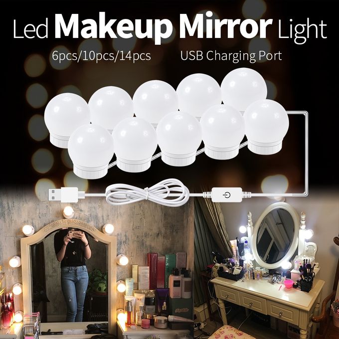 LED Visière Miroir De Courtoisie , Recharge Usb Maquillage Miroir , En  Forme De C Écran Tactile LED , 3 couleurs Lampe , Pour Voiture Camion SUV