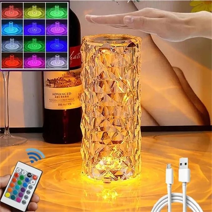 Generic Lampe De Chevet LED En Cristal, 16 Couleurs Tactiles, Rechargeable  - Prix pas cher