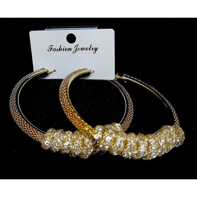 product_image_name-Fashion & Style-Fashion Boucles D'oreilles Femme Créoles Strass Perle-Bij-B1- Or Jaune-1