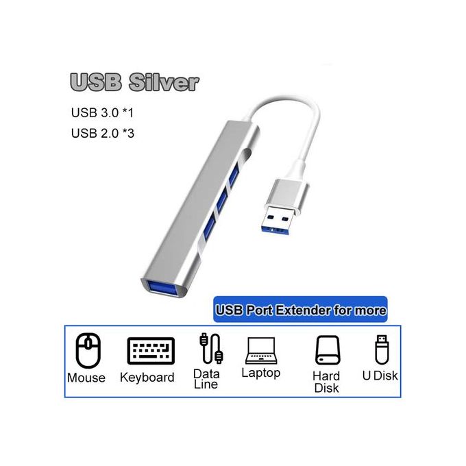 Acheter Hub USB 3.0 4 en 1, adaptateur multi-répartiteur 4 ports avec  fonction OTG USB2.0 USB3.0, hub de type C, pour ordinateur portable,  accessoires pour clavier U Disk