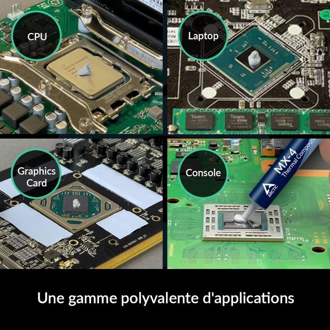 Pâte Thermique Pour CPU Et GPU – Conductivité >1.0 W/K, Seringue De 1 G, Couleur Grise