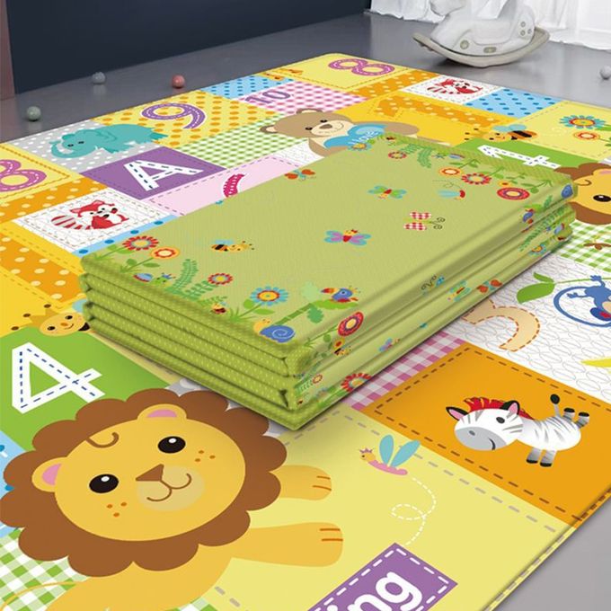 Tapis de Jeu pour Bébé Pliable 147x147x3CM Multicolore en Mousse EPE+PU Non  Toxique Antidérapant Double Face Bleu - Costway