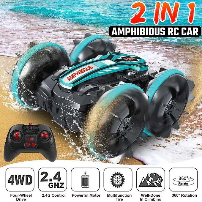 Refasy Voiture télécommandée amphibie – Voiture de cascade, tout terrain  pour enfants, 2,4 GHz,4 roues motrices, étanche – Jouets pour garçons et