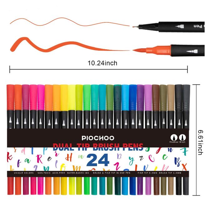Set de stylos aquarelle avec pointe souple (24 couleurs)