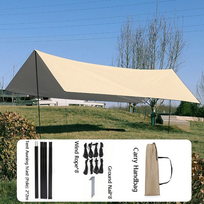 Generic 2x3m Camping En Plein Air Auvent Portable Camping Voyage Tente Bâche  - Kaki - Prix pas cher