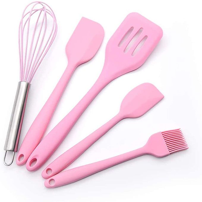 Ustensiles De Cuisine Silicone Lot De 5 Spatule De Silicone De Cusine Kit,  Brosse Huile, Fouet, Spatule, Ustensiles De Cuisine Pour Cuire Et Cuire De