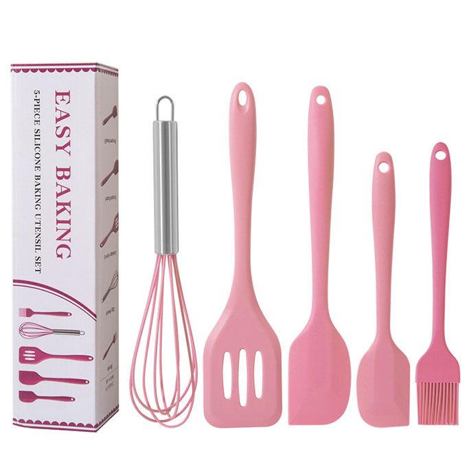 Ensemble D'outils De Cuisine Avec Revêtement Antiadhésif Haute Température  Résistant À 5 Pièces Avec Tête En Silicone, Incluant Une Spatule, Des  Pinces Alimentaires, Un Fouet, Une Raclette Et Un Repose-cuillère