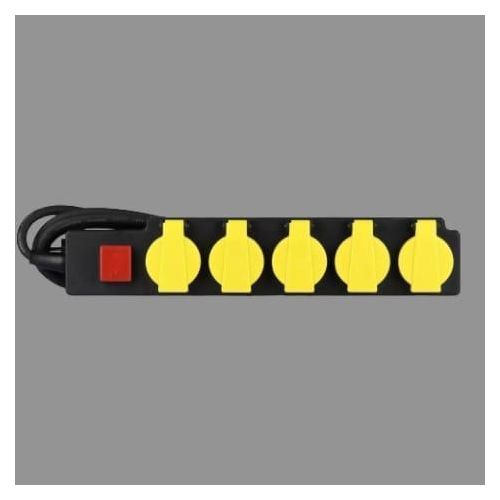 multiprise électrique 5 trous avec des caches de protection jaunes