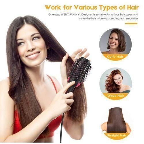 Sèche-cheveux multifonction 2 en 1 Lisseur Boucleur Brosse soufflante Chaude Peigne Électrique Tendeur