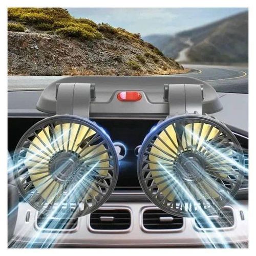 Ventilateur électrique multifonction pour voiture, double tête réglable à 360°, 2 vitesses, USB,