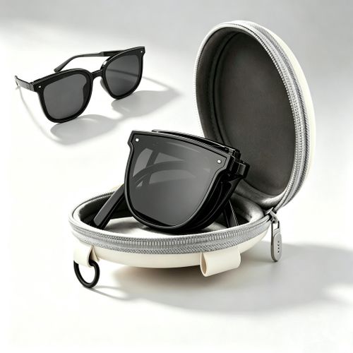 Lunettes de soleil pliables anti - UV unisexe + boîte d'envoi de lunettes