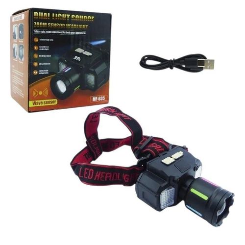 Lampe Frontale Rechargeable Double Source de Lumière NF-636 avec Détecteur de Mouvement