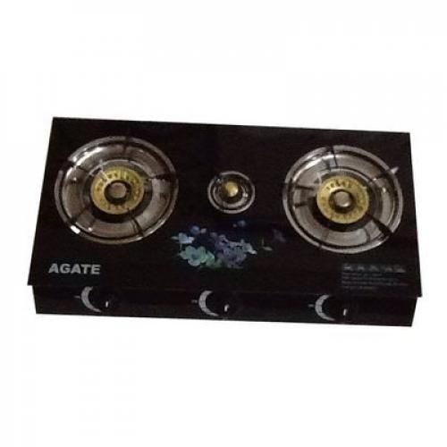 Gaz De Table Vitré 2 Grands Feux Et 1 Petit - Noir