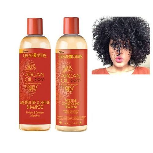 Crème Of Nature DUO- Shampooing Hydratant Sans Sulfate Et Après Shampoo L'Huile D' Argan 354 Ml