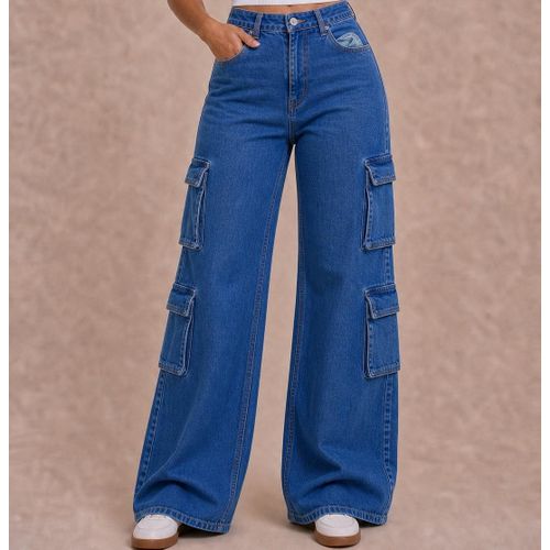 Pantalon Jean Cargo Dame - Bleu