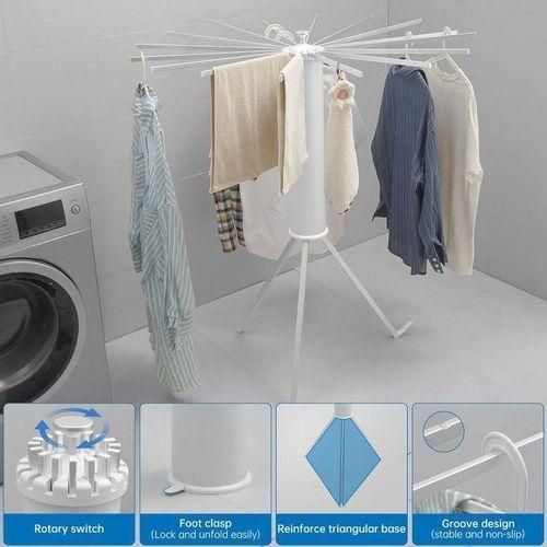 Magnifique Séchoir à Linge Pliable Portable Avec Trépied, Gain De Place, En Aluminium, Pour Intérieur Et Extérieur
