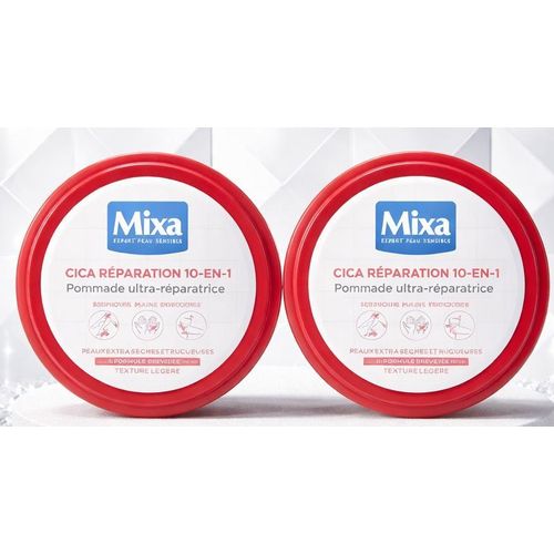 Lot De ( 2 × 150ml ) Pommade Ultra Réparatrice: Cica Réparation 10 En 1 MIXA 40% De Glycérine, Urée Et À l'allantoine Pieds, Mains et Coudes Peaux Très Sèches Importé De France