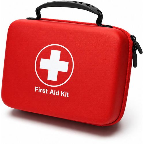 Trousse de Premiers Secours Complète – Kit de Premiers Soins Portable avec Étui Rigide, Compartiments de Rangement, Bandages, Compresses et Accessoires – Maison, Voiture, Bureau, Voyage
