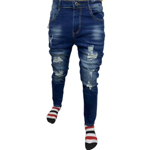 Pantalon Jeans Dechirè Pour Homme - Bleu