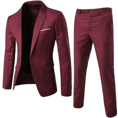 Rouge Vin Tailleur Pantalon De Costume Formel Coupe Pour Homme