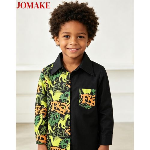 Chemise à manches longues pour garçons 2-13 ans, Dinosaure vert