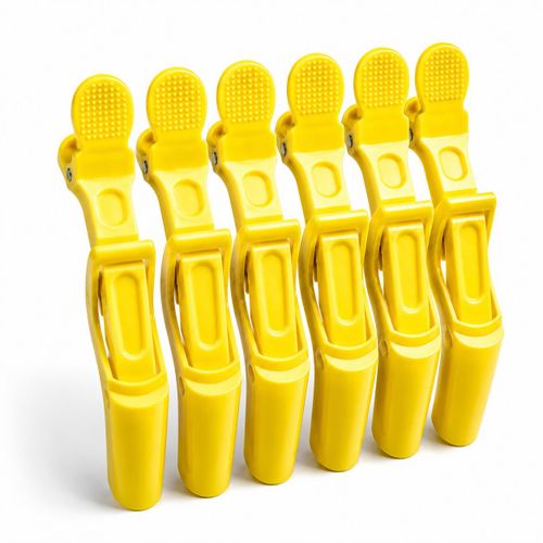 Lot de 6 Pinces de Séparation pour Cheveux Antidérapantes – Pinces Crocodile Professionnelles – Jaune