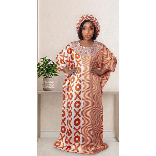 Boubou en soie marron