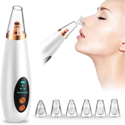 Aspirateur De Graisse et Point Noir Prend Pile,Nettoyeur de Pores du Visage avec 6 Embouts Fonctionnels Interchangeables