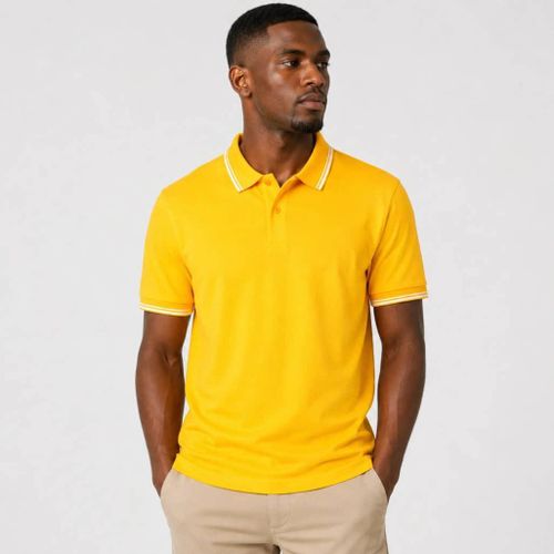 Polo homme – Manches courtes, coupe classique et respirante, couleur JAUNE