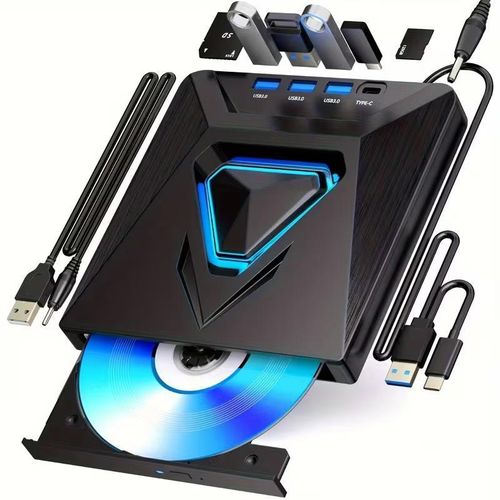 Lecteur/Graveur DVD/CD/RW Externe 8-en-1 (USB 3.0 et Type-C)