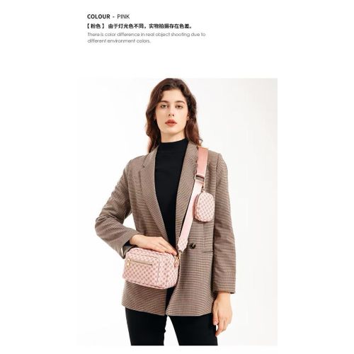 Sac bandoulière femme rose avec poche zippée