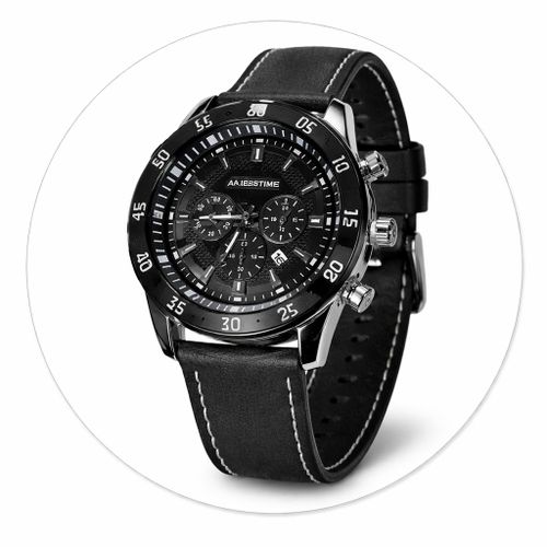 Montre homme - montre cuir noir - Montre quartz - Montre sport homme - Montre lgante