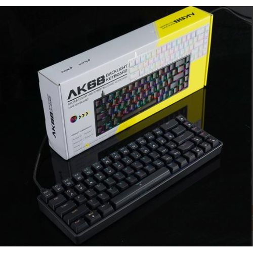 Clavier mécanique ASESTEK AK68 RGB avec commutateurs noirs et bleus